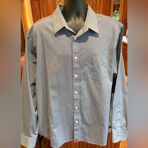UNTUCKit Men's button front shirt. Sharp grey with red logo‎ & trim. 2XL